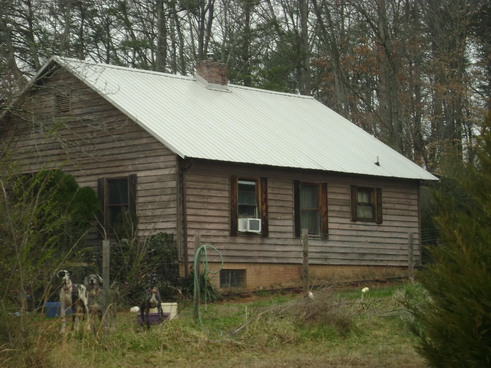 White metal roof on an old wood sided farmhouse, from a Metal Roof Installation job in Raynham